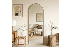 Hipoem 56"x18" Full Length Mirror, Arched Floor Mirror, Wall Mirror with Stand Aluminum Alloy Thin Frame, Standing Hanging or