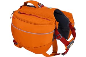 Ruffwear, Approach Pack Dog Backpack, Weight‑Forward Saddlebags with Flopper Stoppers, 5‑Point Adjustable Fit, Padded Handle, Dual Leash Points, Reflective Trim, Campfire Orange, Large/X-Large