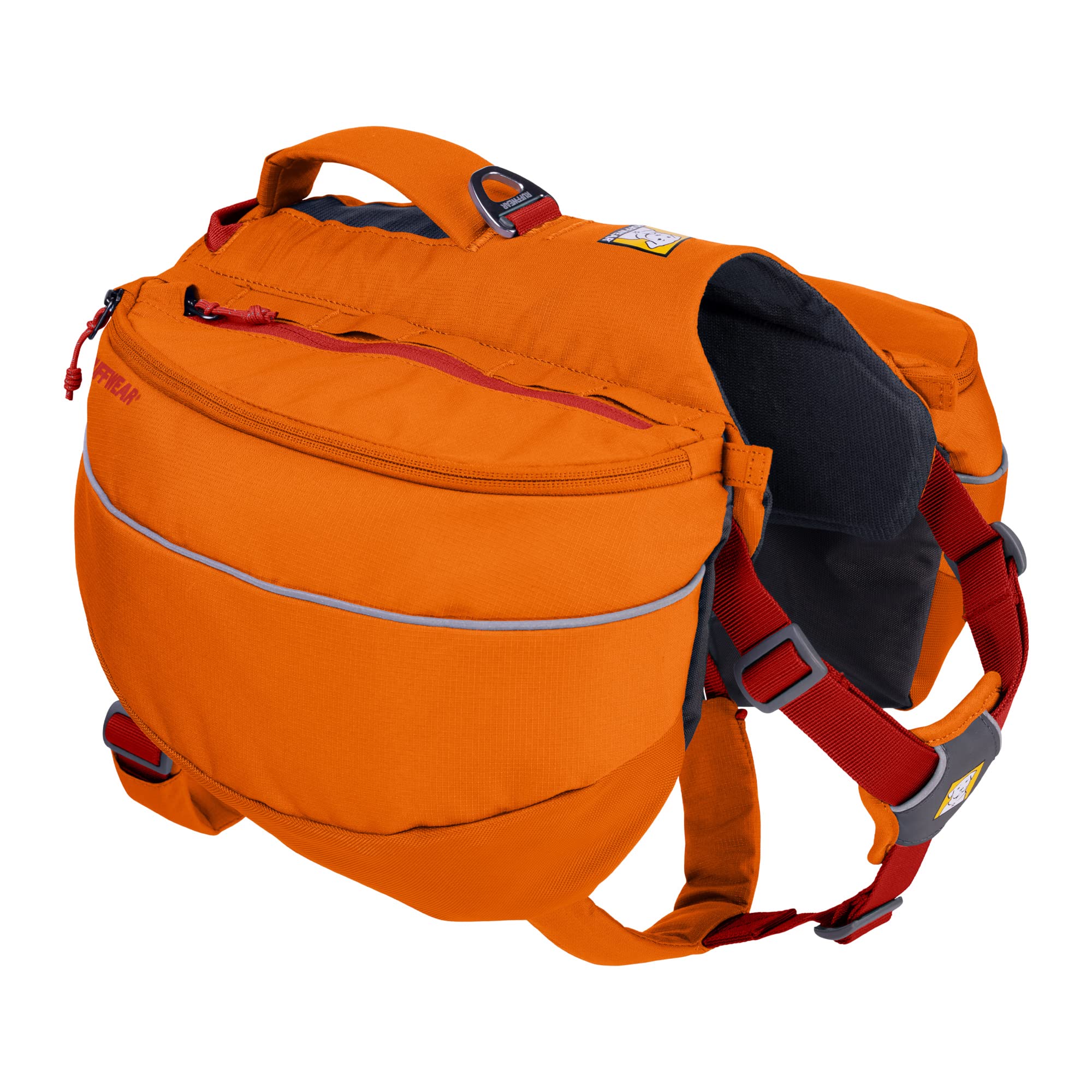 RUFFWEAR Approach Pack, Dog Backpack Carry Storage Bag with Integrated Harness & Pockets, Lightweight Wearable Pet Walking & Camping Accessory with 2 Leash Attachment Points, Campfire Orange (Small)