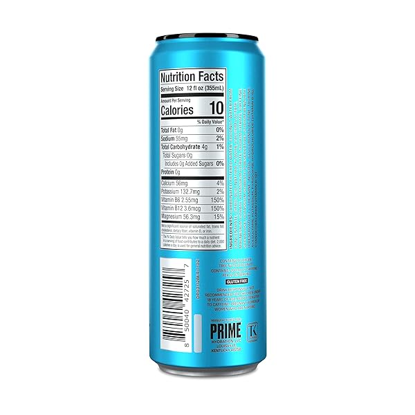 PRIME ENERGY BLUE RASPBERRY | ZERO SUGAR ENERGY DRINK | PREWORKOUT ENERGY | 200MG CAFFEINE WITH 355MG OF ELECTROLYTES AND COCONUT WATER FOR HYDRATION| VEGAN | GLUTEN FREE |12 FLUID OUNCE | 24 PACK