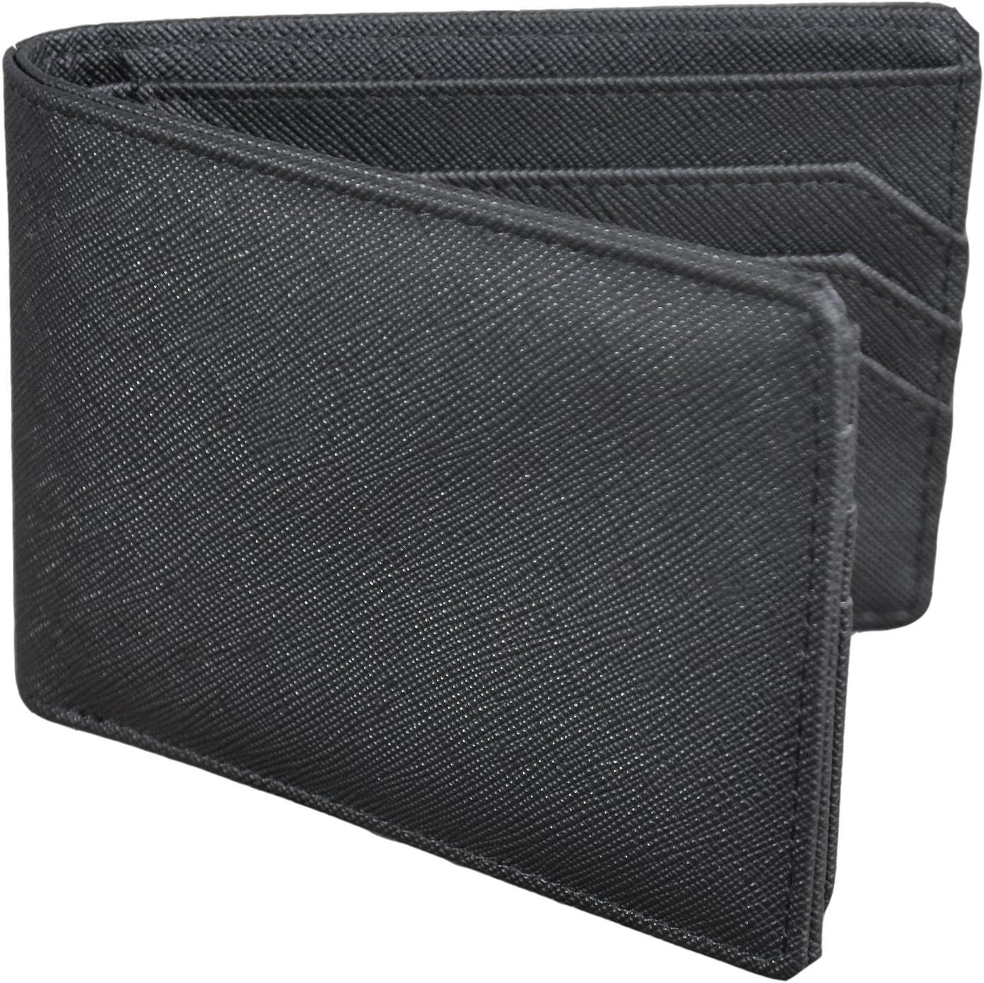 Men's Bi-Fold Vegan Saffiano Leather Wallet | With Removable Minimalistic Magnetic Money-Clip Card Wallet | By Metier Life