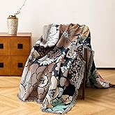 VANJOROY Boho Throw Blanket, 100% Handwoven Cotton Southwestern Farmhouse Floral Decor Reversible Blanket, All Season Throw for Sofa Bed Tapestry Outdoor Camping Picnic. 51″×71″