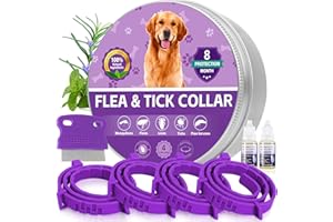 CROBIRWARE 4 Pack Flea Collar for Dogs, Adjustable Flea & Tick Prevention Collars with Comb for Small Medium and Large Dog, Waterproof Flea Control Collar Safe for All Breeds, 25 inch