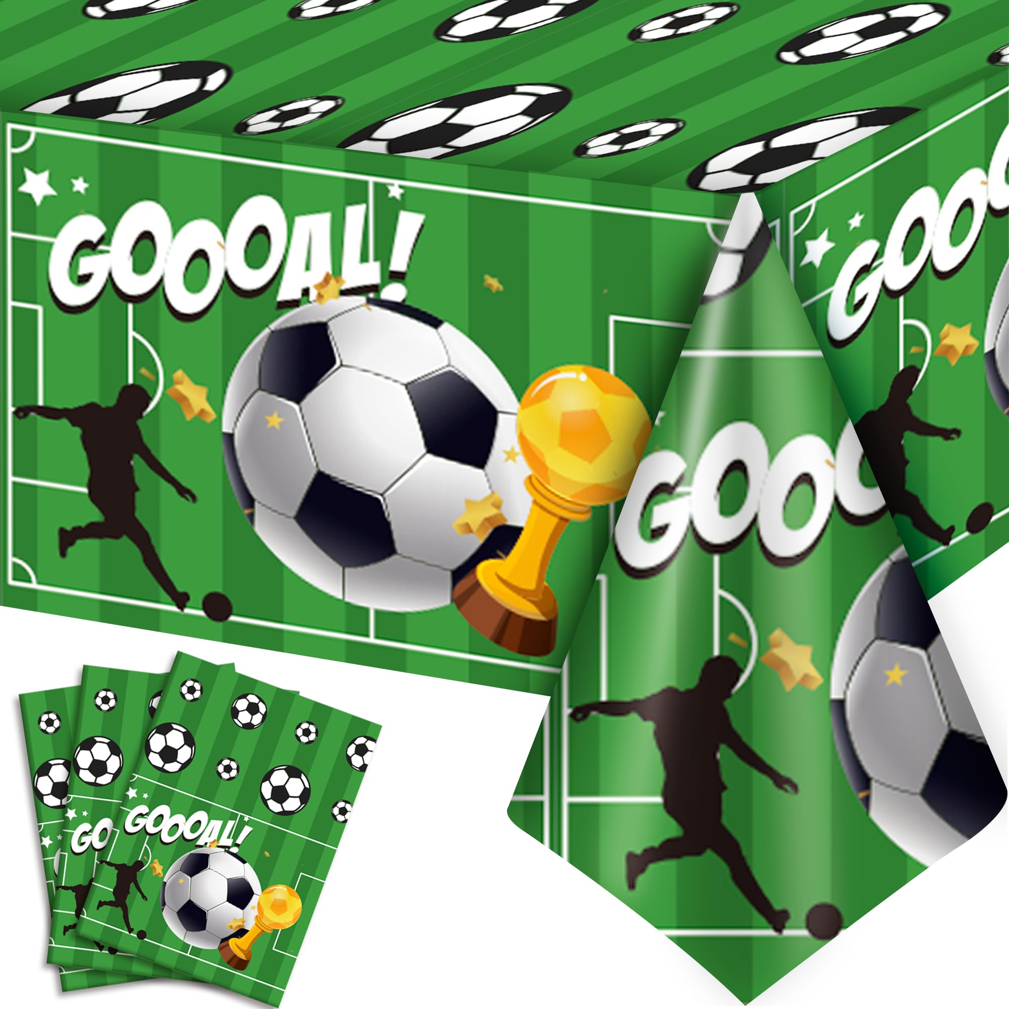 Kaxulvoblig Football Tablecloth, 3 Pcs Football Party Tablecloth Set - Football Party Table Cloth, Football Table Covers & Football Theme Table Cloth, for Football Birthday Decorations