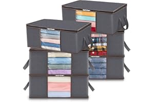 Lifewit Clothes Storage Bag Foldable Organizer Bin with Reinforced Handle Sturdy Breathable Fabric Clear Window for Sweaters,