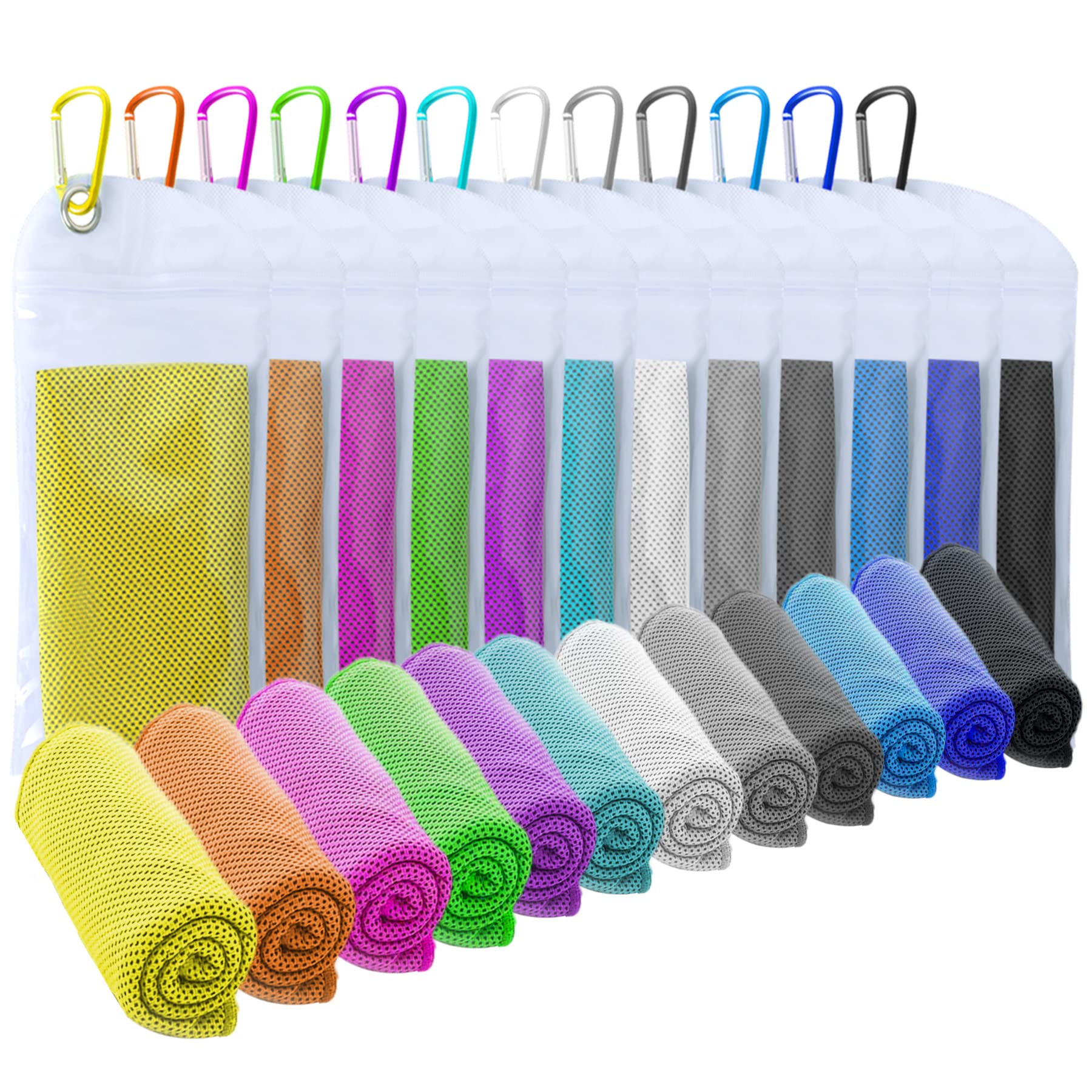 SZELAM 12 Pack Cooling Towels (40”x 12”), Instant Cooling Towel for Neck, Sport, Yoga, Trip, Beach, Camping, Cruise, Gym and More