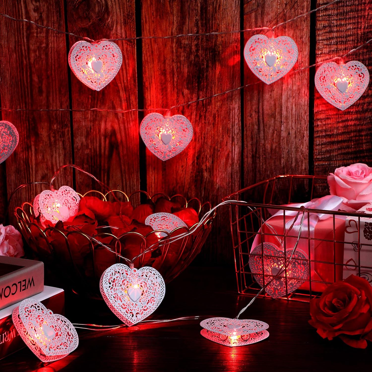 heart string lights battery operated