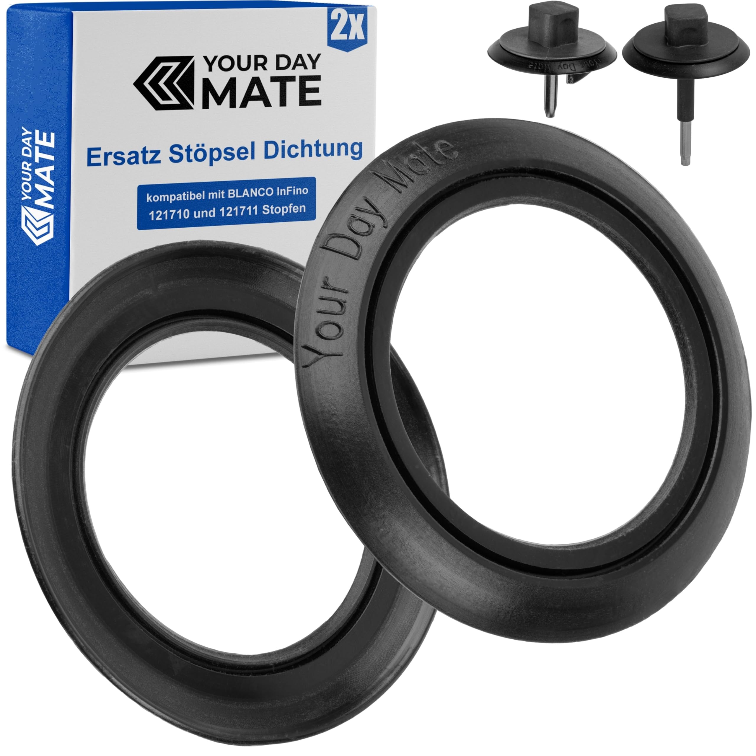 Replacement Plug Seal, 2 Pieces, Compatible with Blanco InFino 121710 and 121711 Plugs, Outer 52 mm, Inner 34 mm, Made of Silicone, Sealing Ring Drain Plug Sink, Drain Plug Lip Seal