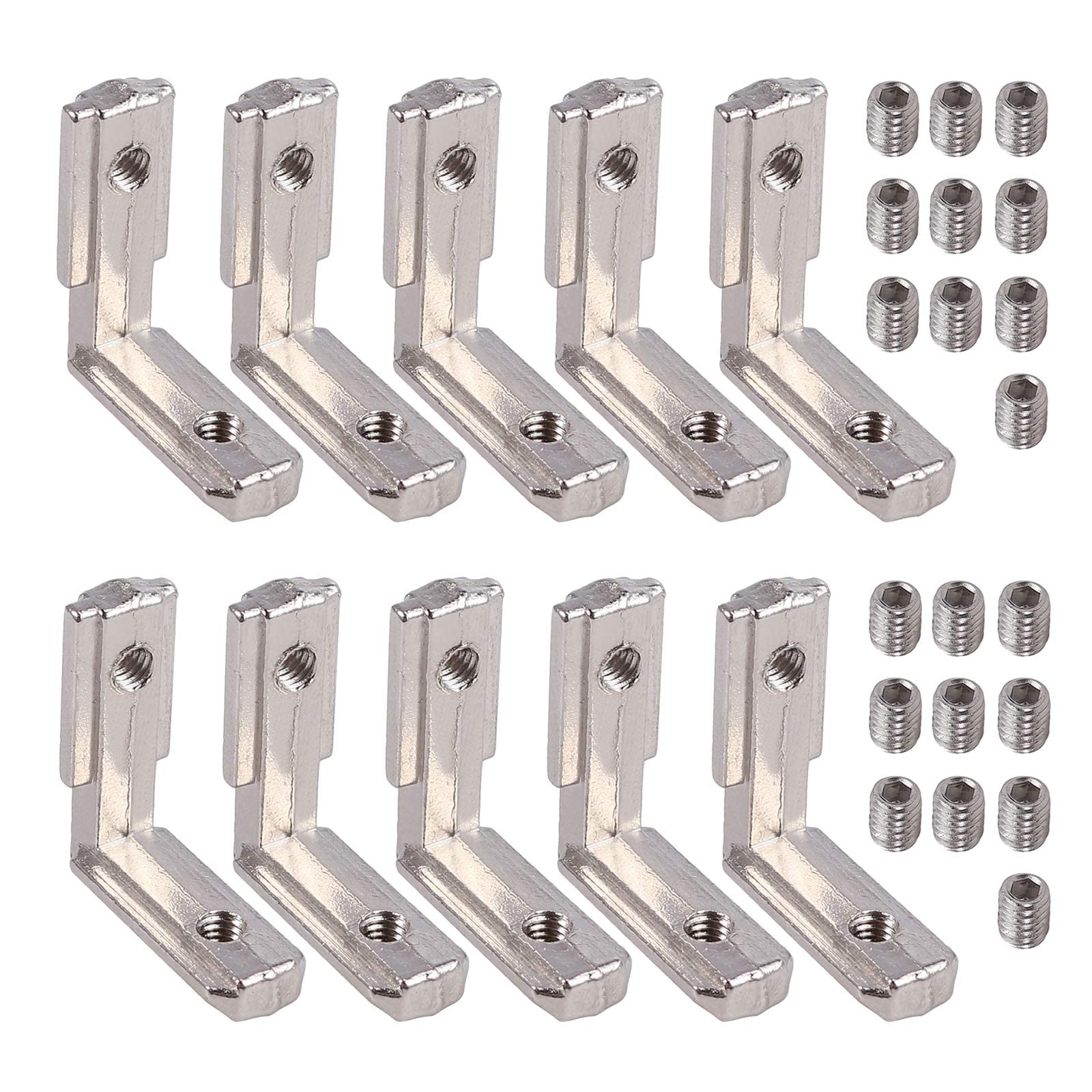 AUTOUTLET 10pcs T Slot Aluminum Profile Zinc Alloy L-Shape Brackets 90 Degree Interior Corner Connector 2020