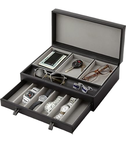 Amazon.com: Baoyun Leather Valet Tray Organizer Nightstand Dresser Top Box  Edc Tray with 5 Compartment for Men&Women : Clothing, Shoes & Jewelry