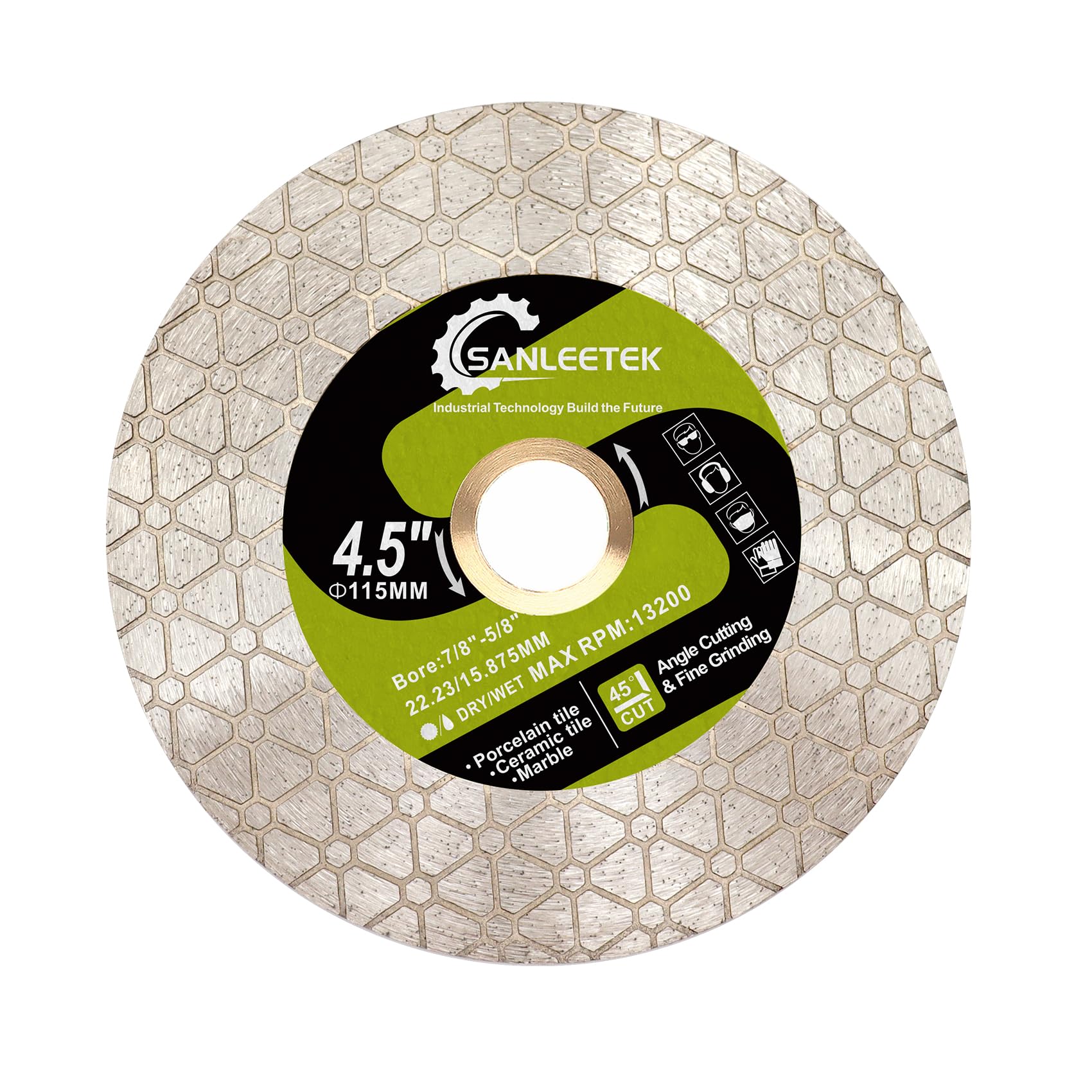 Diamond Tile Saw Blade SANLEETEK - 115mm Cutting Grinding Disc Triangular Design for Ceramic Tile Porcelain Marble Artificial Stone Quartz