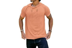 Zaitun Men's Short Sleeve Hoodie Shirt Casual Waffle Knitted Pullover Sweater