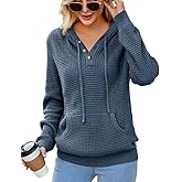 VIMPUNEC 2025 Fall Womens Hoodies Oversized Casual Fashion Sweaters Long Sleeve V Neck Knit Pullover Tops