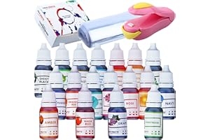 LOLO CRAFTS Natural Food Coloring and Soap Dye -Bundle of 18 (10ml) Liquid Bath Bomb Colorant 30 Wrap Bags 1 Sealer- Food Grade Skin Safe Dye for Slime Pigment Food Dye Bath Bombs DIY Making Crafts Supplies
