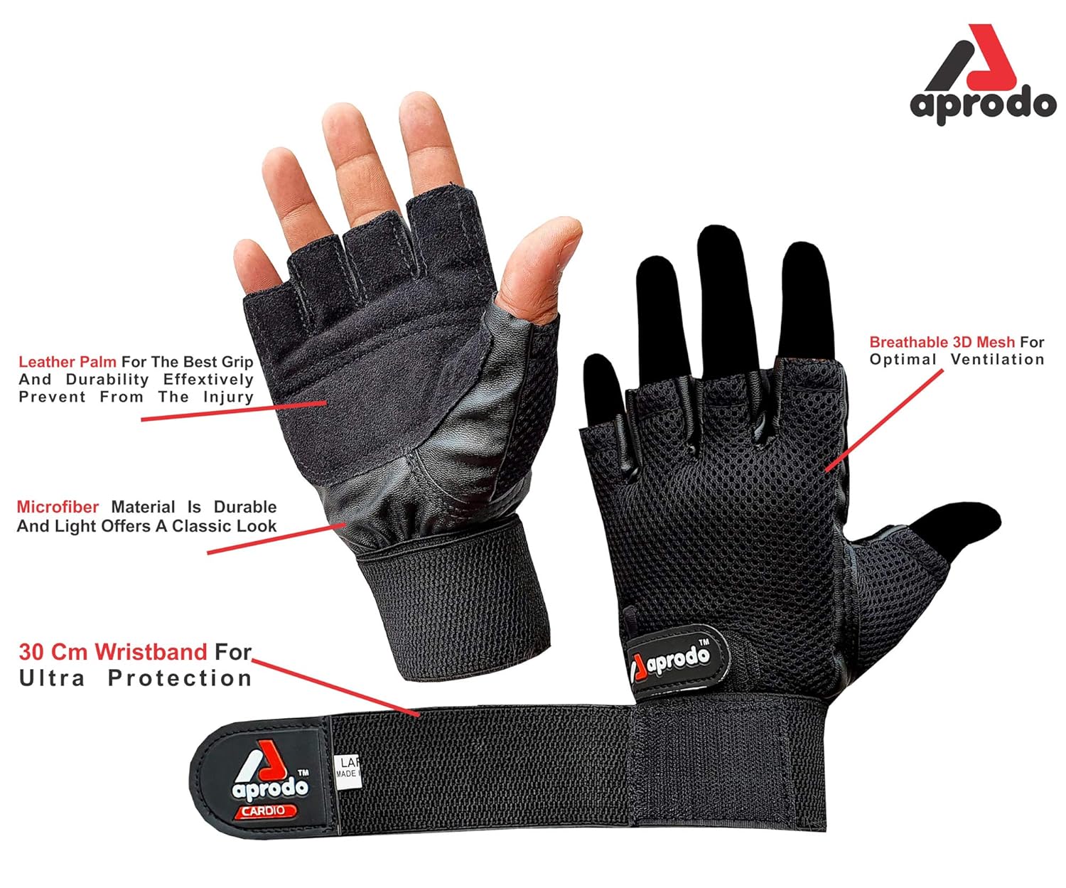 Leather Palm Gym Gloves with Wrist Support with Double Stitched Best