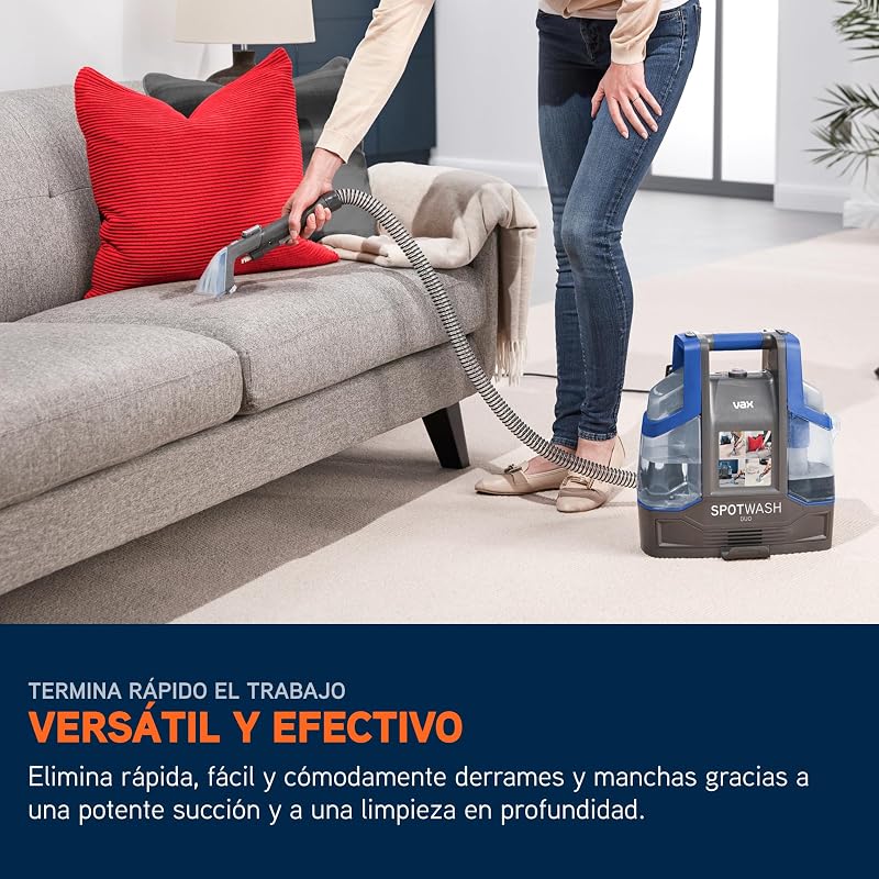 SpotWash Duo Quitamanchas para alfombras y tapicería con herramienta para mascotas, accesorios multi-superficie y solución para limpiar escaleras, sofás, coches y superficies duras