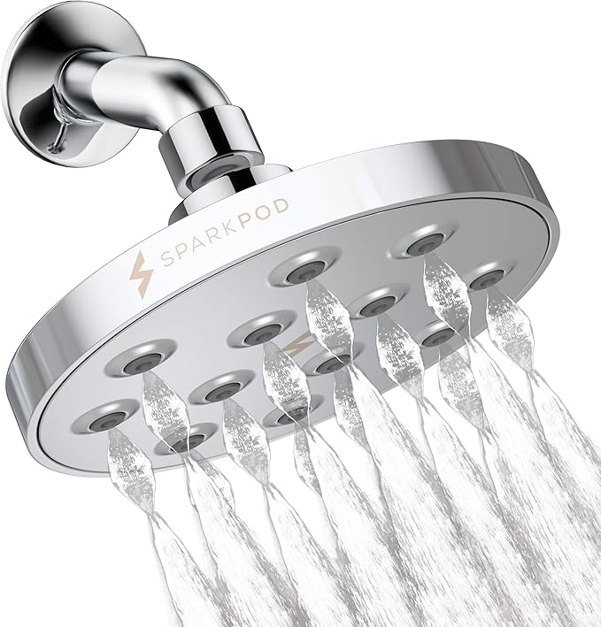 SparkPod Power Rain Shower Head Luxury Modern Chrome Look Rainfall