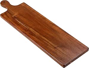 BirdRock Home 31.5” Acacia Wooden Cheese Serving Board with Handle - Large - Extra Long - Party Charcuterie for Appetizers Food Kitchen Platter - Bread Meat Fruit Display - Natural Wood - Espresso