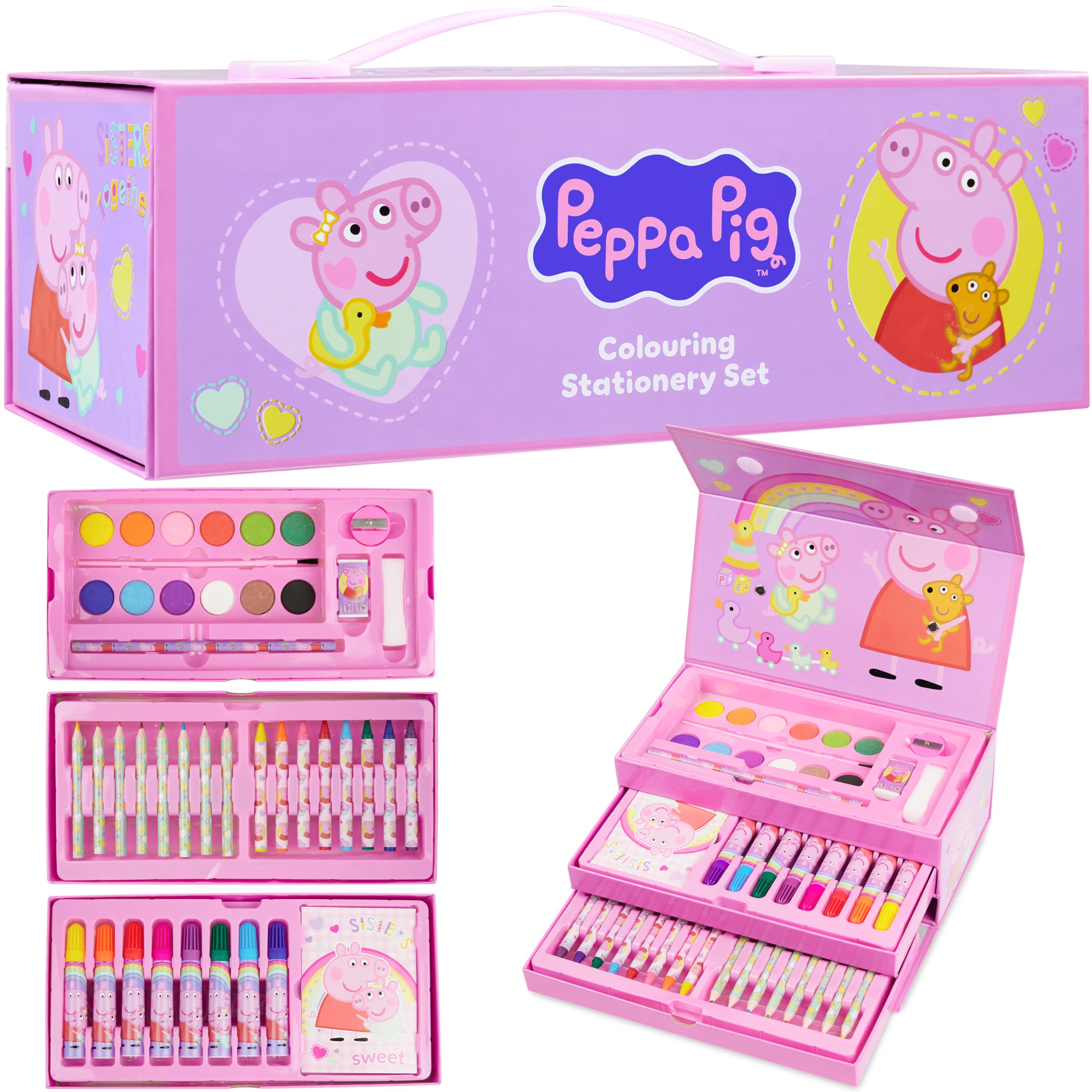 Photo 1 of Peppa Pig Art Case for Girls, Colored Pencils, Crayons, Markers, Watercolors, Art Supplies, Drawing Supplies, Travel Stationery Box, Gifts for Girls