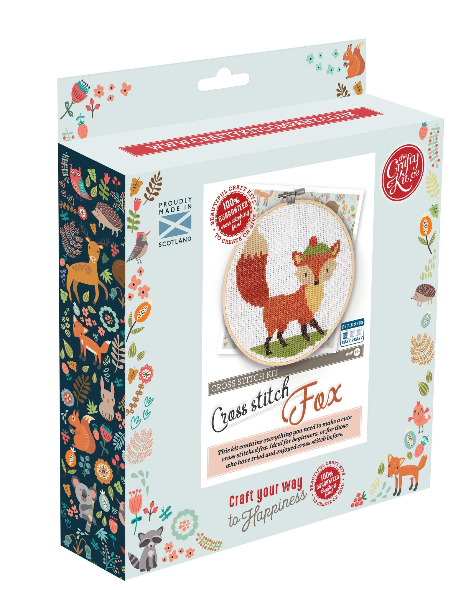 The Crafty Kit Company Fox DIY Cross Stitch Craft Kit for Birthdays and The Holidays Perfect for Kids and Adults - Made in The UK