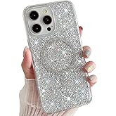 Sparkly for iPhone 16 Pro Max Case Glitter Compatible with MagSafe Shockproof Bling Phone Cover for Girls Speck iPhone 16 Pro Max Case Magnetic 6.9" (Twinkle Stardust, for iPhone 16 Pro Max 6.9")