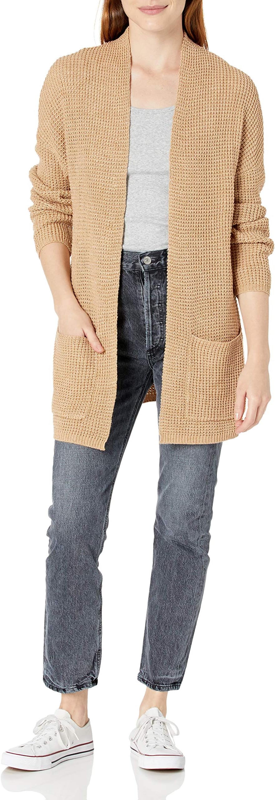 Cable Stitch Women's Open Front Waffle Stitch Cardigan