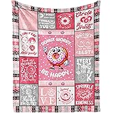 ZCJB-WSRY Donut Throw Blanket - Soft Flannel & Microfiber - Pink - Cartoon Donut Pattern - 50"x40" - All Season - Kids & Adults