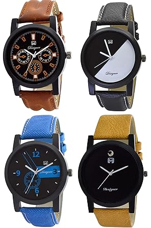 Om Designer Analogue Slim Combo Pack of 4 Multicolor Watch for Boys & Mens Om-220