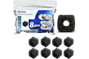 ORSDA Pet Water Fountain Replacement Pump F ilters - Compatible with ORSDA/ZeePet Stainless Steel Dog and Cat Water Fountain (8Pcs Black Pump F ilters)