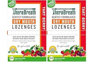 TheraBreath Dry Mouth Lozenges with ZINC, Tart Berry Flavor, 100 Count (Pack of 2)