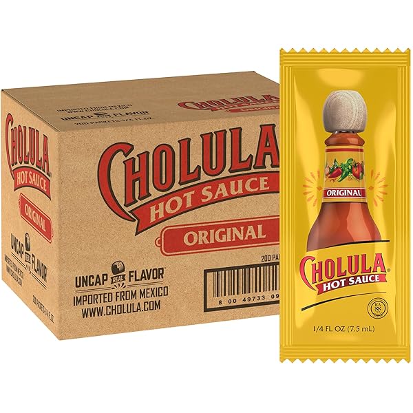 CHOLULA ORIGINAL HOT SAUCE PACKETS, 200 COUNT – ONE 200 COUNT INDIVIDUAL HOT SAUCE PACKETS WITH MEXICAN PEPPERS AND SIGNATURE SPICE BLEND, PERFECT SINGLE-SERVE SIZE FOR DELIVERY AND TAKEOUT