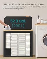 SONGMICS 200 L Laundry Basket with Lid 4-Section Large Hamper 78 x 38.5 x 70.5 view 3
