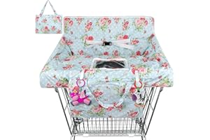 YRHSNCLSDG Flower Shopping Cart Cover & Grocery Cart Cover for Baby, Portable 2-in-1 High Chair Cover with Safety Harness, Multifunctional Cart Covers for Babies with Clear Phone Pouch