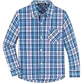 Spring&Gege Boys' Long Sleeve Button Down Shirts Casual Woven Plaid (4-12 Years)