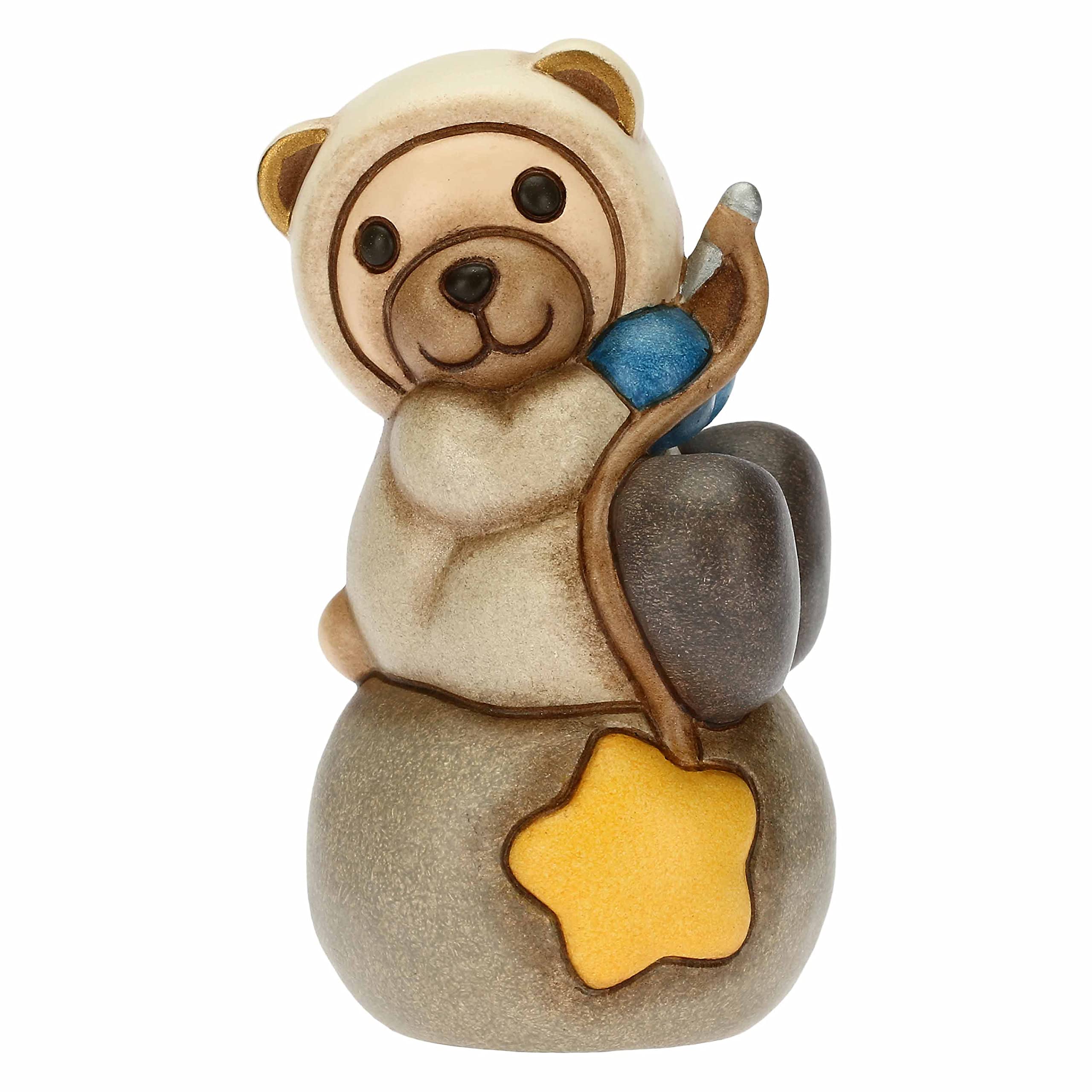 THUN - Teddy Astronaut Fishing A Star - Living, Icons, Christening Favors - Hand-Painted Ceramic - 5 x 4.4 x 7 cm h