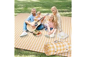 G GOOD GAIN Picnic Blankets Outdoor Extra Large - 80"x80" Portable Waterproof Picnic Blanket, Machine Washable 3-Layer Foldab