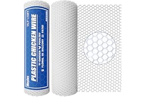 Moyios 15.7IN x 20FT White Plastic Chicken Wire Mesh Roll, 500GSM Heavy Duty Hexagonal Netting - Garden Fencing for Poultry, Dog Rabbit Barrier, Floral Craft Wire, Durable Cuttable Mesh Fencing