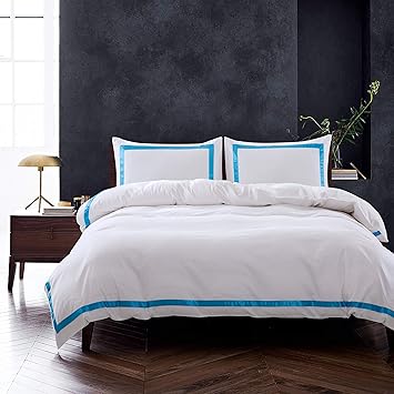 Modern Hotel Style Navy Blue And White 100 Egyptian Cotton Bedding Duvet Cover And Shams S Duvet Cover Sets Blue And White Bedding Egyptian Cotton Duvet Cover