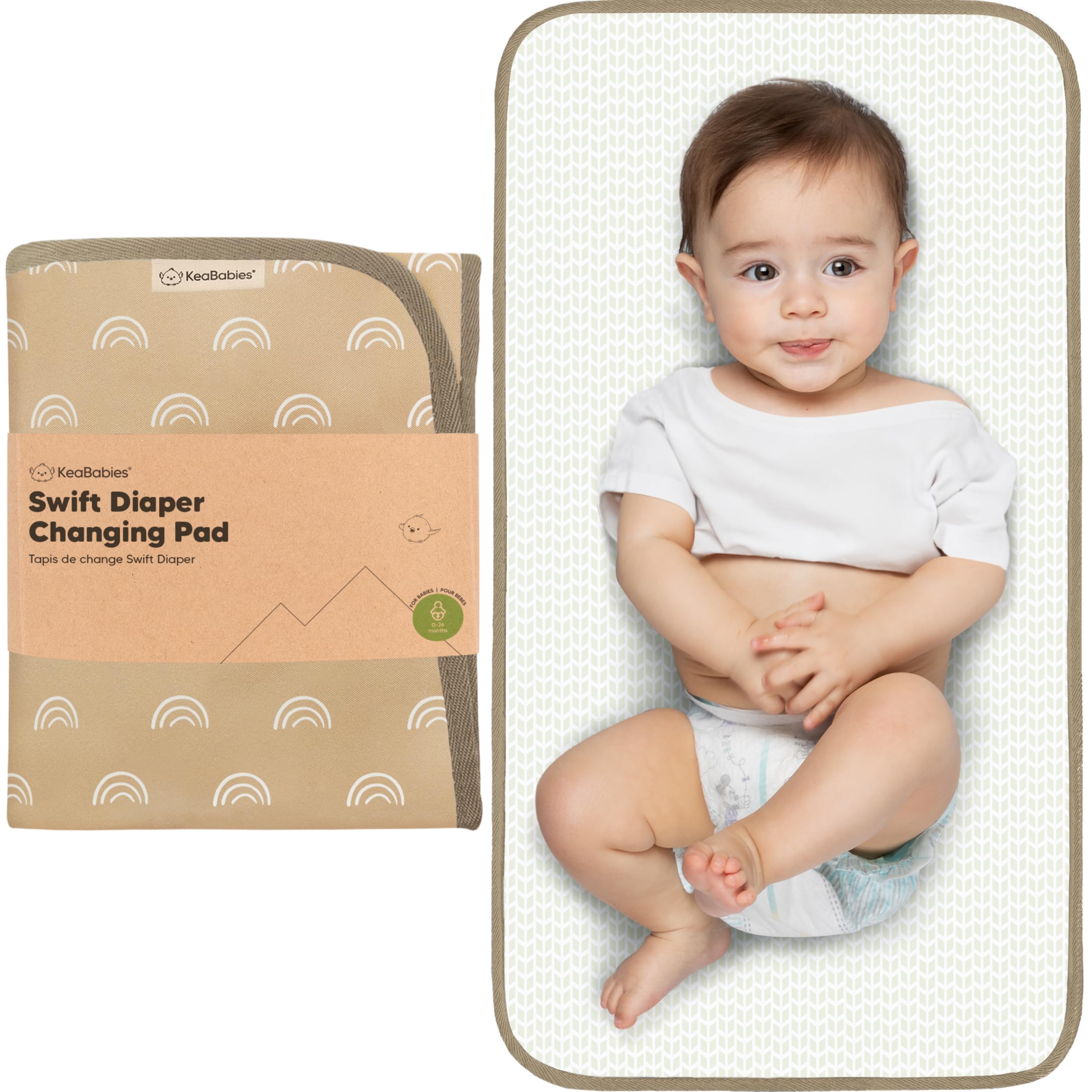 Photo 1 of KeaBabies Portable Diaper Changing Pad, Easy Wipe Clean - Foldable Waterproof Baby Changing Mat for Diaper Bag, Compact, Lightweight, 25x13 Newborn, Infant, Baby Changer Travel Essential (Rainbow)