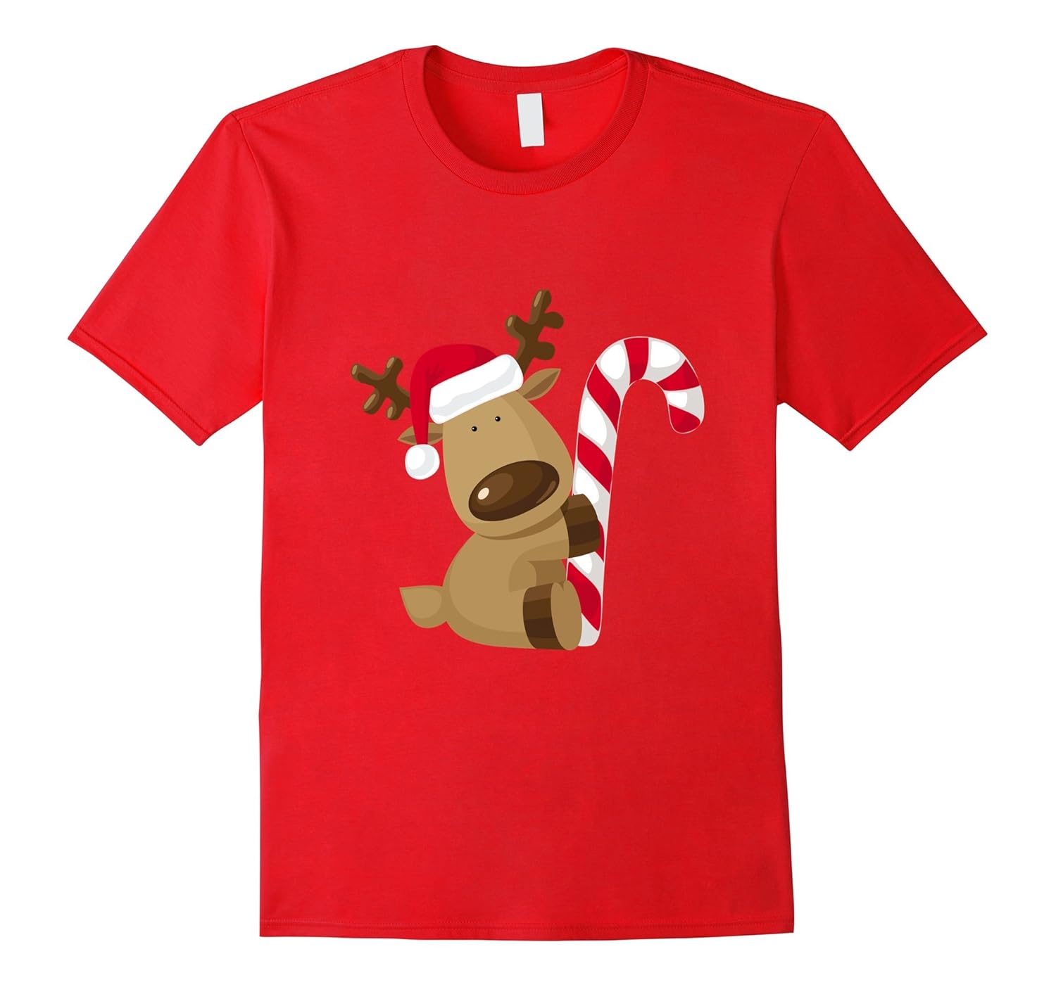 Cute Reindeer Candy Cane Emoji T-shirt for Christmas-ANZ