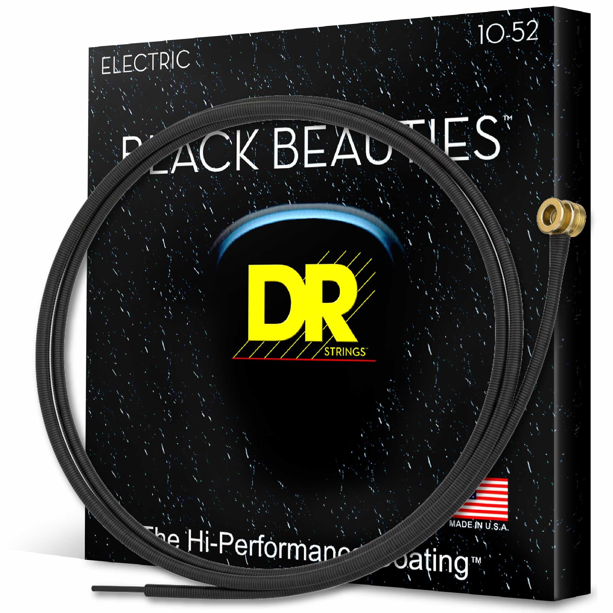 DR Strings BLACK BEAUTIES™ - BLACK Coloured Electric Guitar Strings: Medium to Heavy 10-52
