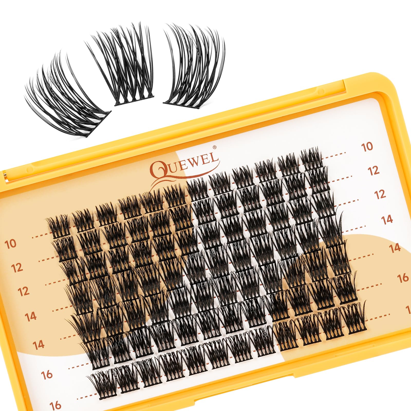 QUEWEL Lash Clusters MIX 10-16mm Cluster Lashes Eyelash Clusters Soft and Lightweight Barely Feel Lash Cluster Presence Suitable for Complete Beginners' DIY Lash Extensions at Home. (MIX 10-16-FDB-01) — image 1