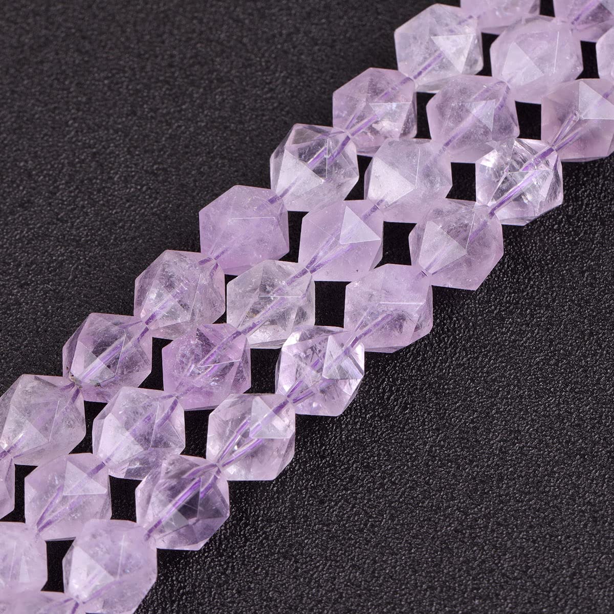 Gem-Inside Natural 12mm Light Amethyst Stone Round Gemstone Semi Precious Faceted Beads for Jewellery Making 15" Beaded Strand DIY Handmade Craft Supplies (31pcs/Strand)