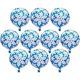 Totelux 10Pcs Snowflake Balloons 18’’ Round Snowflakes Foil Balloons for Frozen Ice Snow Themed Birthday Christmas Winter Wonderland Party Decoration Supplies