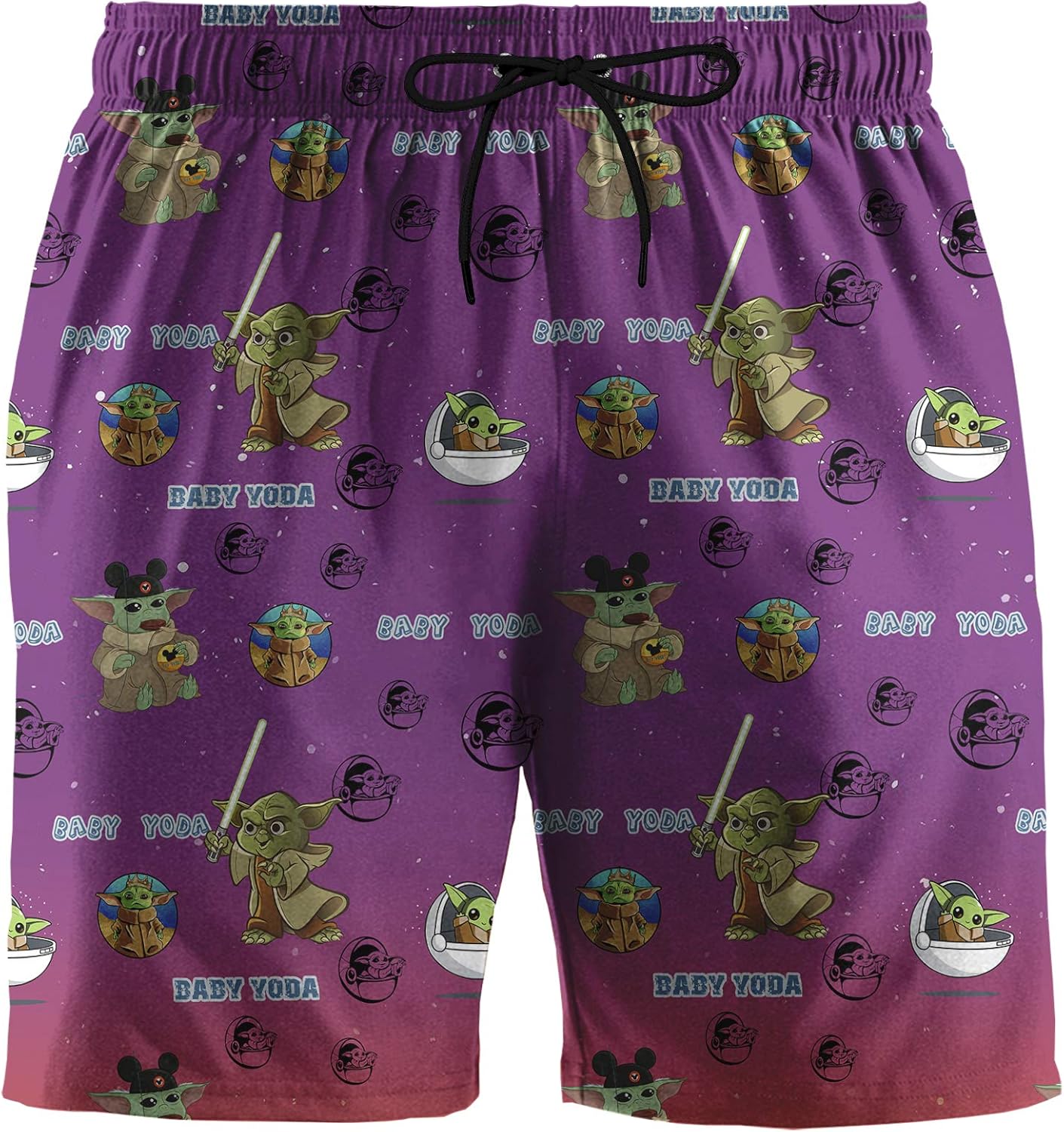 Baby Yoda Mens Swim Trunks Board Shorts Quick Dry Swimwear Boardshorts
