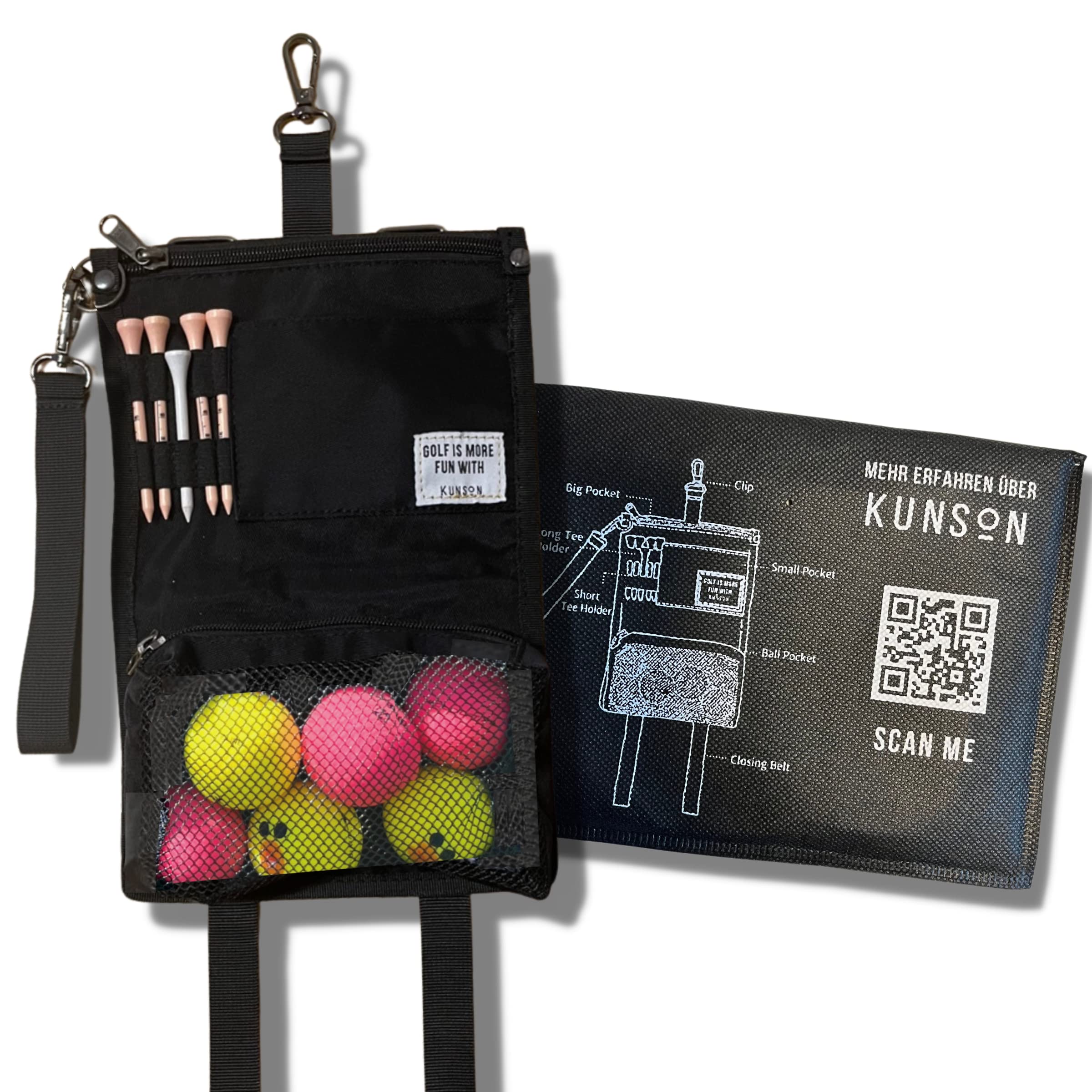 Waterproof All-In-One Golf Pouch for Golf Balls, Rangefinder and Golf Tees + Perfect Golfer Gift