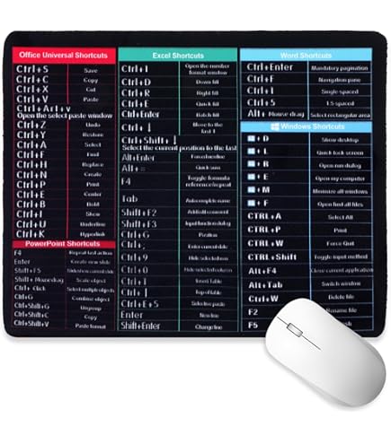 Amazon.com: Excel Shortcuts Mousepad Mouse Pad Mouse Mat Desk