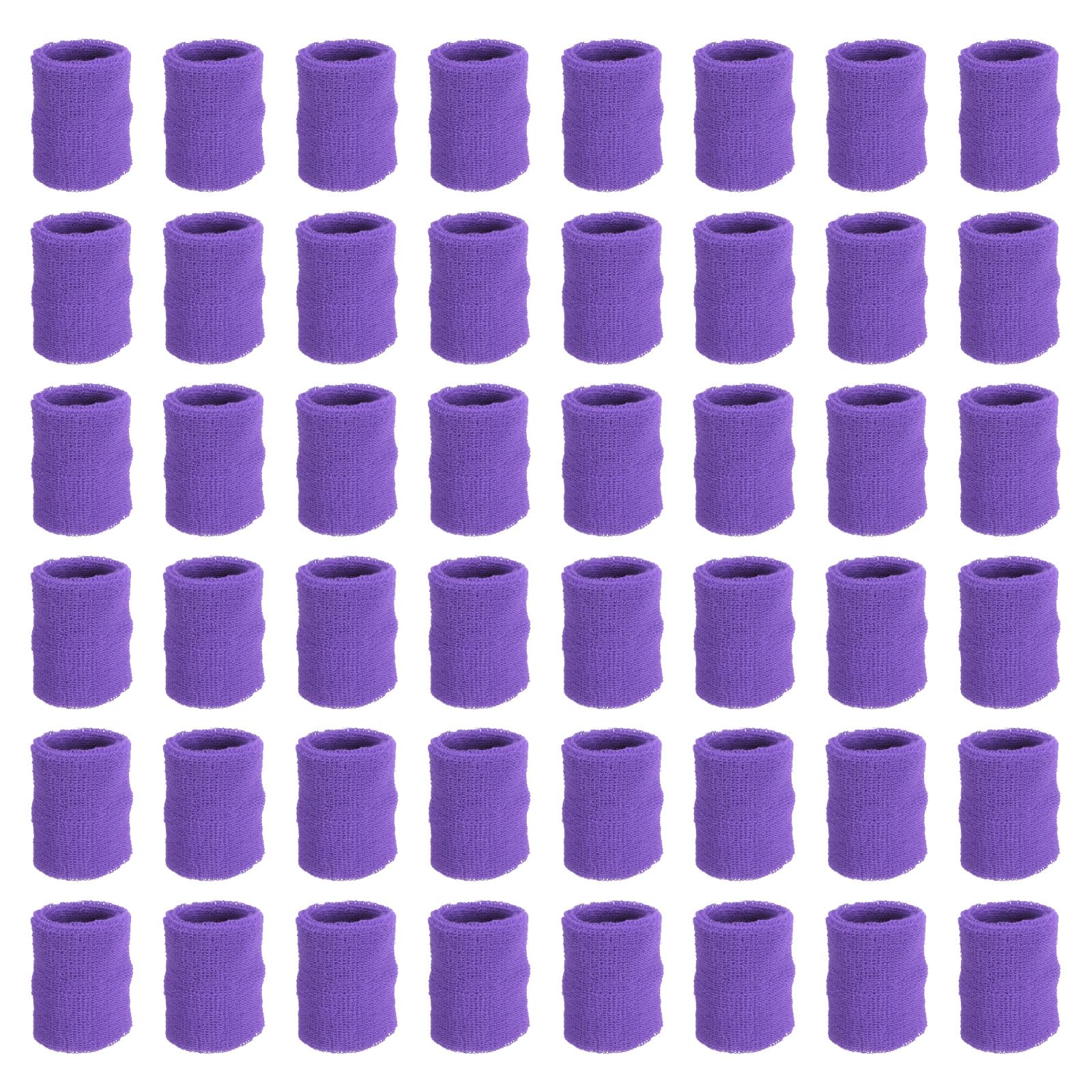 PATIKIL Sports Wristbands, 48 Pack Athletic Cotton Terry Cloth Absorbent Wrist Sweatband for Tennis Basketball Working Out Running, Light Purple
