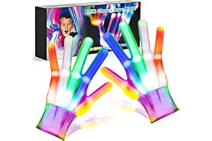 NUPALJEU Cool Toys LED Gloves,Fun Toys for Kids Age 3-5 6-8 8-12 with 6 Flash Mode,Light Up Toy for Halloween Christmas Birthday Party