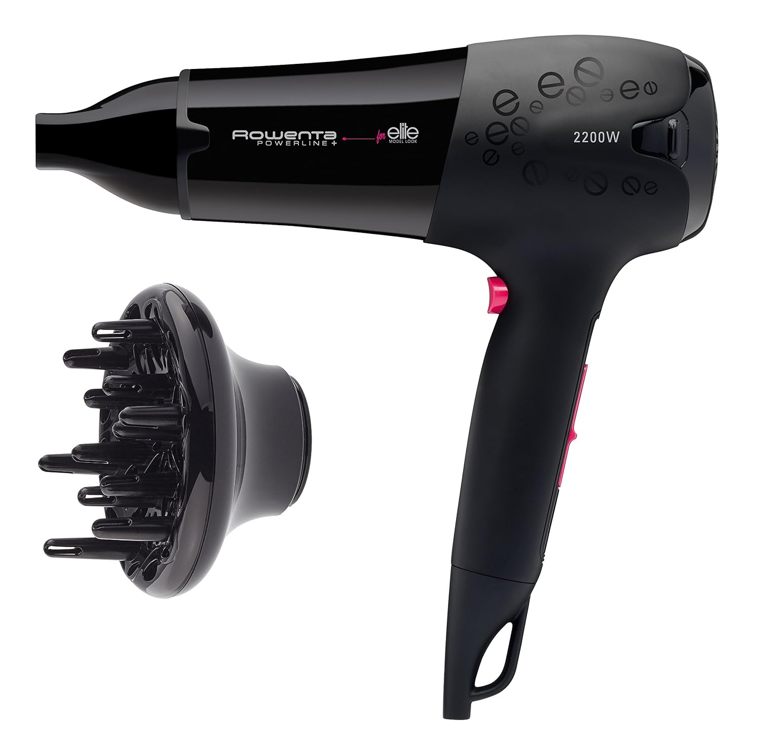Rowenta Powerline Elite CVF Secador con motor DC de W boquilla concentradora de aire y difusor velocidades y botón de aire frío rejilla extraíble para limpieza del filtro